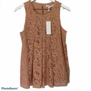 BCBG Lace Top Womens Small Blush Pink Sleeveless Blouse Coquette Feminine
